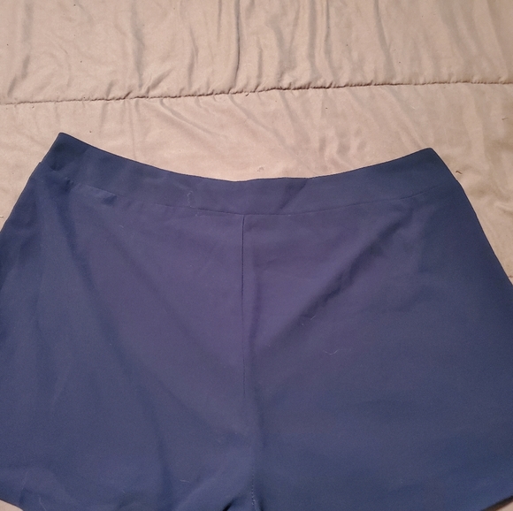 Navy Blue Shorts with Scalloped Floral Lace Trim - Picture 2 of 6